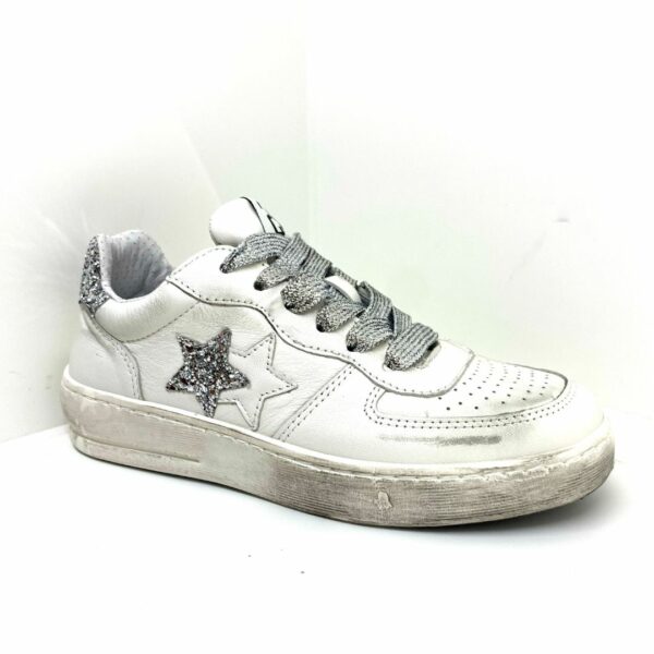 2STAR Sneakers in pelle glitter-argento