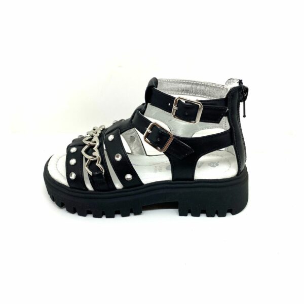 Asso sandalo nero con strass fondo alto