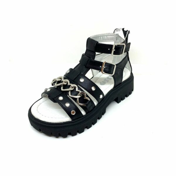 Asso sandalo nero con strass fondo alto