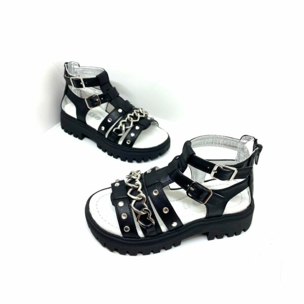 Asso sandalo nero con strass fondo alto