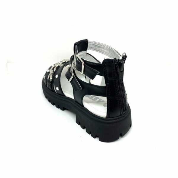 Asso sandalo nero con strass fondo alto