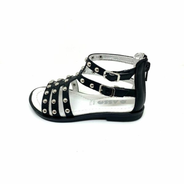 Asso sandalo nero con strass