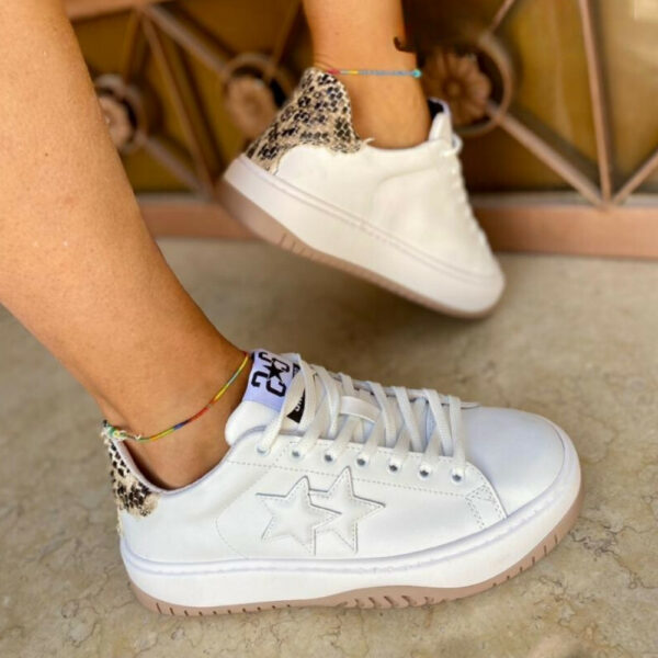 2Star Sneakers Donna White - Leopard