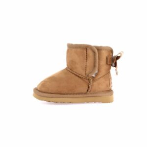 Grunland Baby tronchetto cuoio con fiocco in eco pelliccia