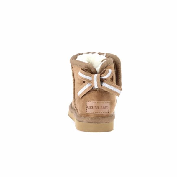 Grunland Baby tronchetto cuoio con fiocco in eco pelliccia