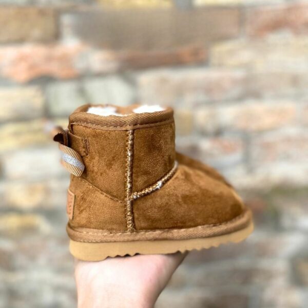 Grunland Baby tronchetto cuoio con fiocco in eco pelliccia