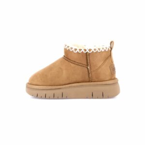 Grunland tronchetto cuoio con cuciture in eco pelliccia
