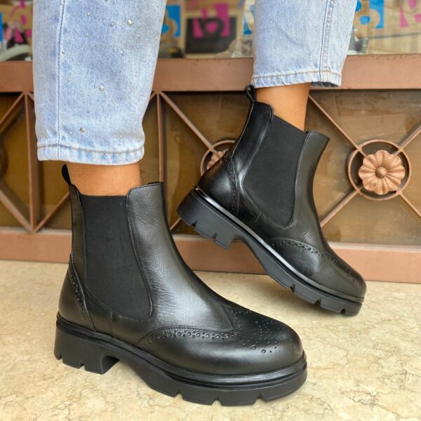 Hosis Donna Stivale beatles nero in pelle
