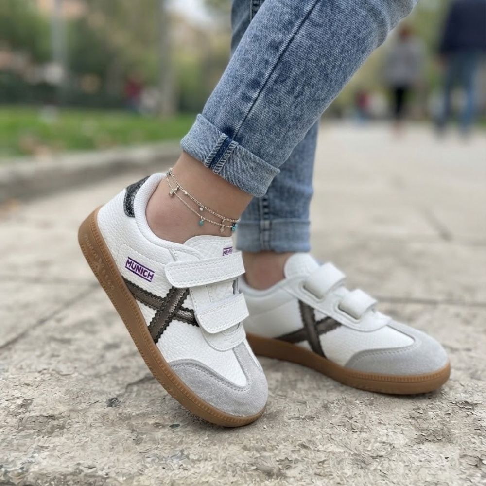 Munich kids sneaker bianco - argento metallizzato Munich kids sneaker bianco - argento metallizzato