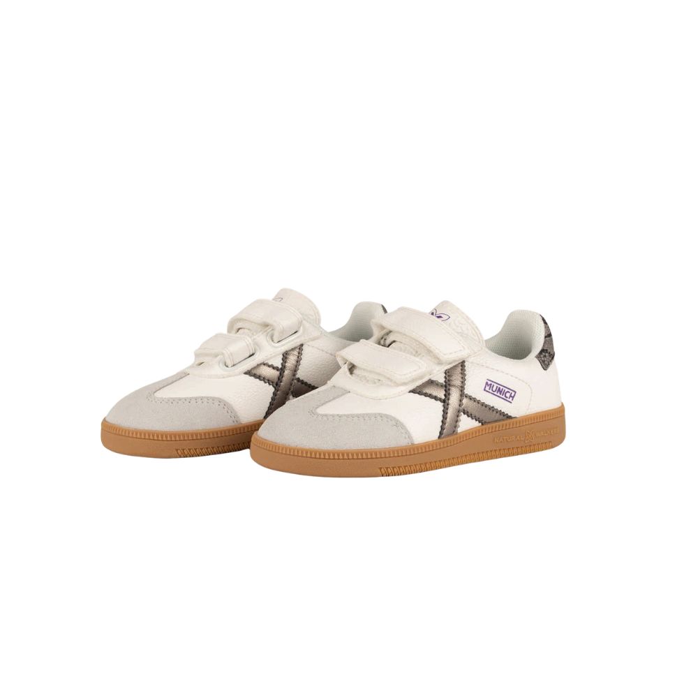 Munich kids sneaker bianco - argento metallizzato Munich kids sneaker bianco - argento metallizzato